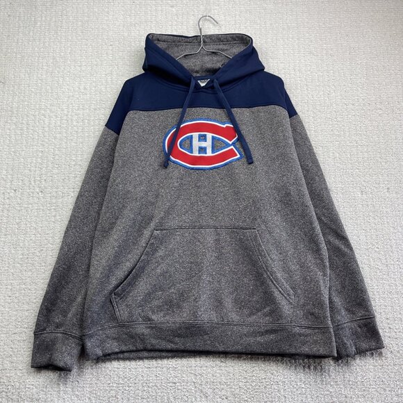 Y2K Montreal Canadiens NHL Hoodie Hockey Men L Activewear Sports Grey / Blue - Picture 1 of 14